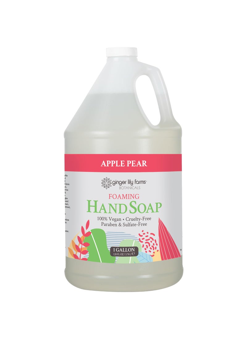 Ginger Lily Farms Botanicals All-Purpose Foaming Hand Soap Refill, 100% Vegan & Cruelty-Free, Apple Pear Scent, 1 Gallon (128 Fl.Oz)