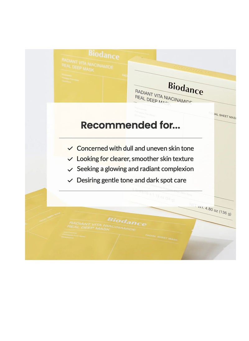 Biodance Radiant Vita Niacinamide Real Deep Mask | 34g * 4ea