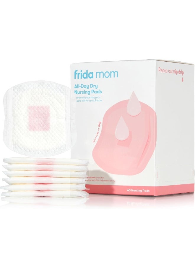 Frida Mom All Day Dry Disposable Nursing Pads Soft and Ultra Absorbent Breast Pads, Breastfeeding Essentials for Moms, 60 Count