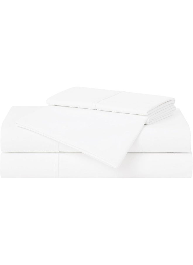Cannon - Solid Percale 5 Piece Split King Sheet and Pillowcase Set - White
