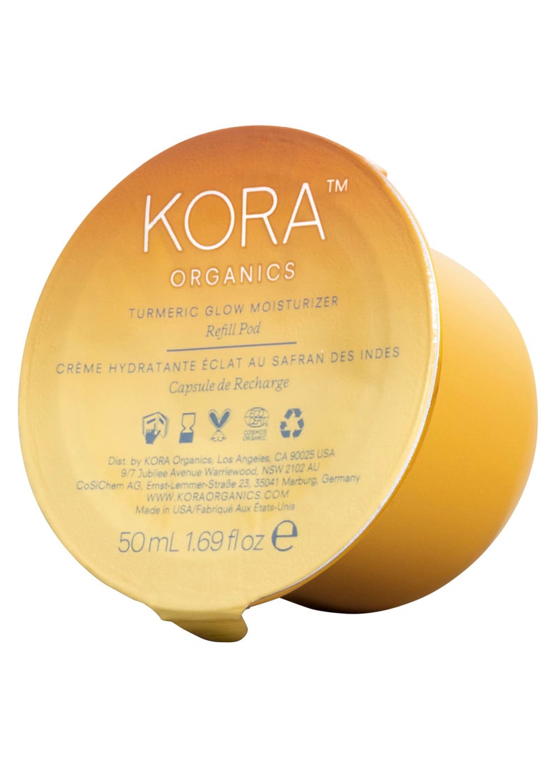 KORA Organics Turmeric Glow Facial Moisturizer Refill Pod, Hydrating Face Cream, to Soften & Plump Skin, For Oily and Combination Skin, Certified Organic & Cruelty-Free, 1.69 Fl Oz