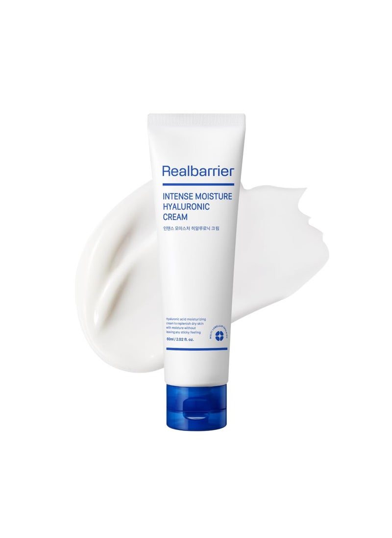 Real Barrier Intense Moisture Hyaluronic Cream 2.02 Fl Oz, Panthenol Skin Barrier Repair Face Moisturizer Cream, Hyaluronic Acid Daily Moisturizing Facial Cream, Korean Moisturizer for Sensitive Skin