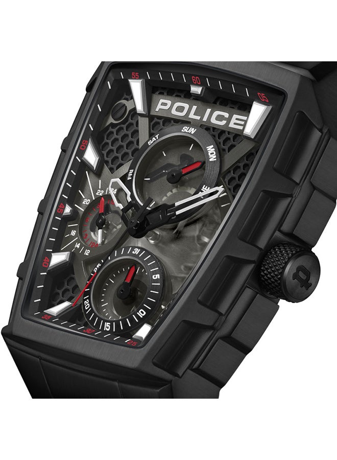 Men's Tough Gear Black Dial Red Silicone Strap Gents Chronograph Watch With Stainless Steel Case