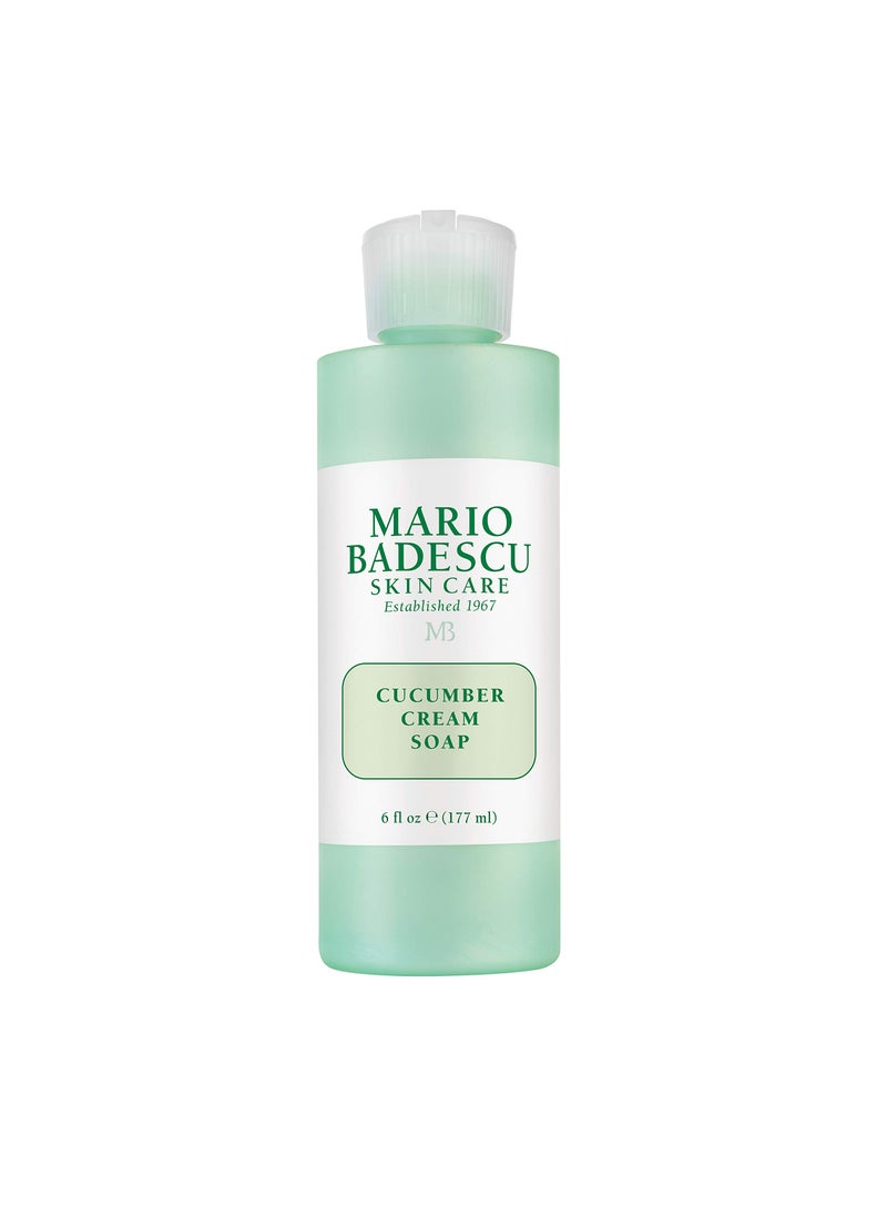 Mario Badescu Cucumber Cream Soap - Gentle, Creamy Facial Cleanser Infused with Vitamins and Minerals - Removes Light Makeup, Oil and Impurities - Face Wash Ideal for Combination or Dry Skin, 6 Fl Oz