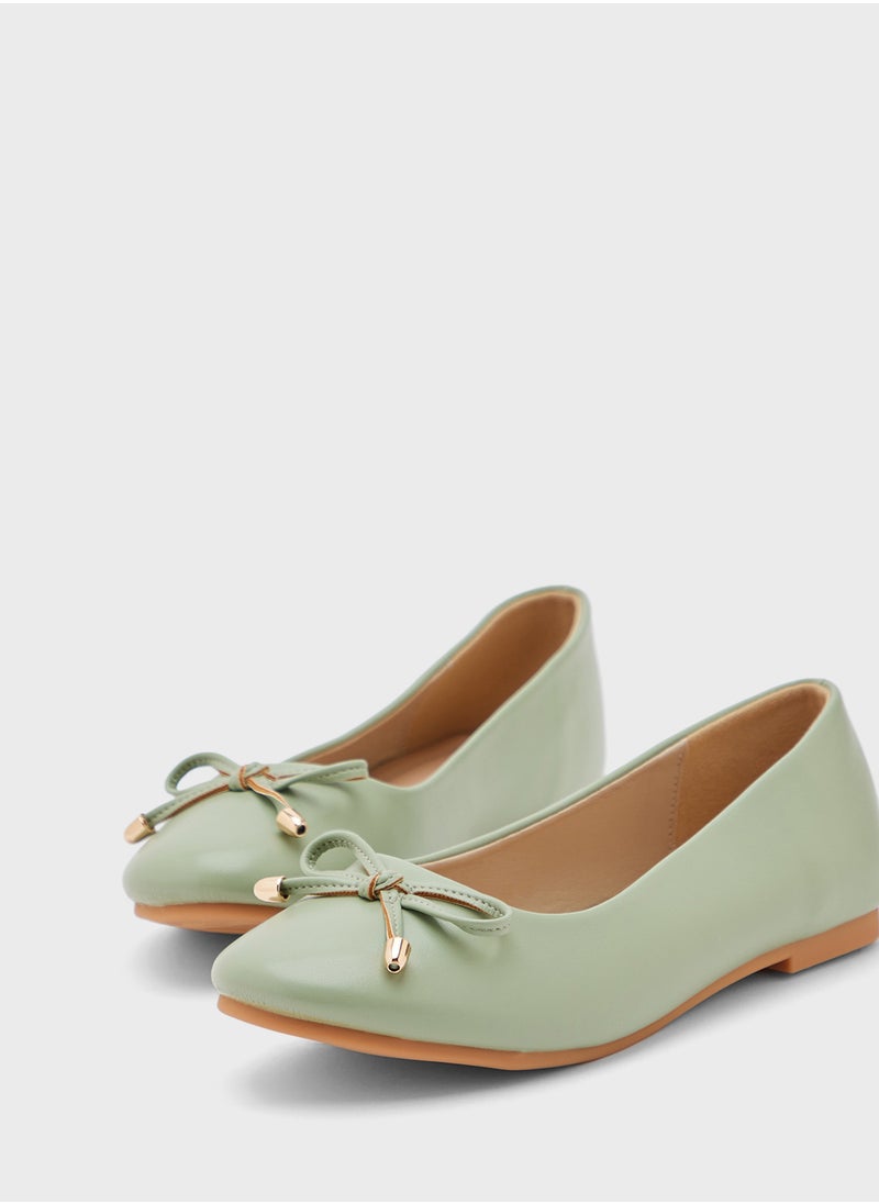 Classic Round Toe Bow Ballerina
