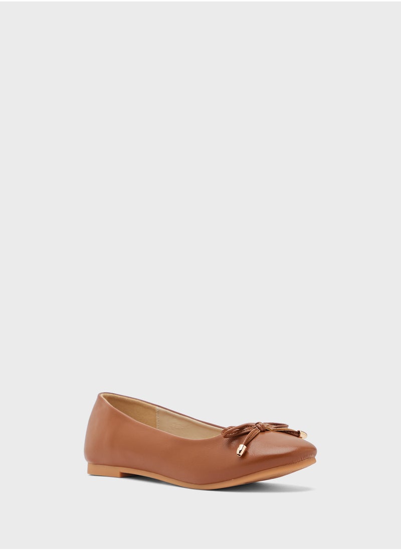 Classic Round Toe Bow Ballerina