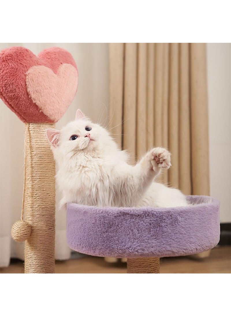 Cat Scratching Post Tall Sisal Cactus Cat Scratcher with 3 Different Height Poles and Hanging Ball