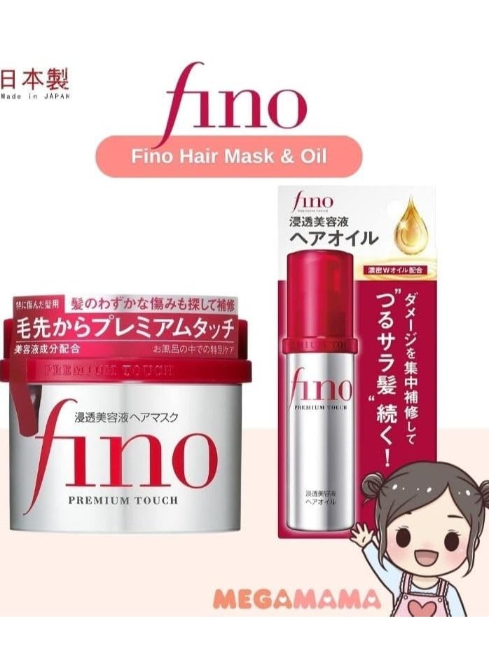 FINO Hair Serum 70ml and hair Mask Treatment 230g- Duo Power for Stronger and healthy Hair- Best for damage & hair fall problem