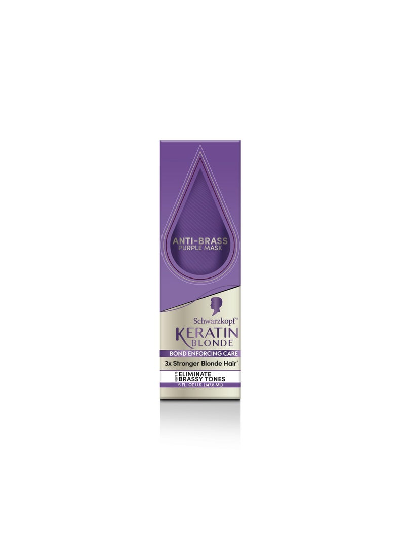 Schwarzkopf Keratin Blonde Anti Brass Purple Mask, 1 Application - Hair Dye Treatment Neutralizes Brassiness and Yellow Undertones, Hair Mask Strengthens Hair, Making it 3x Stronger