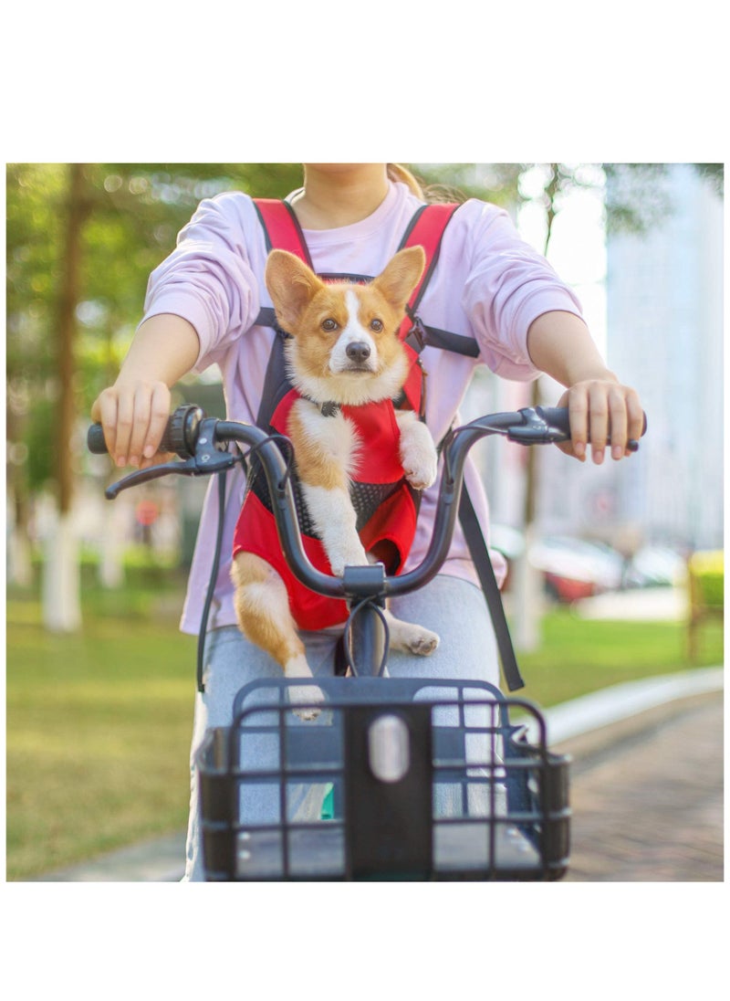 Pet Front Carrier Bag, Convenient Hands Free Adjustable Pet Dog/Cat Carrier Backpack Double Shoulder Bag for Walking Hiking Shopping Bike and Motorcycle