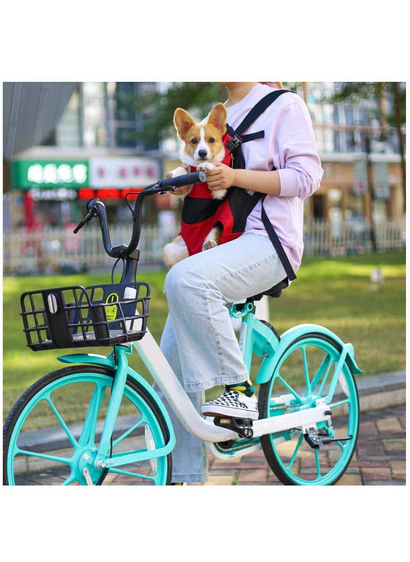 Pet Front Carrier Bag, Convenient Hands Free Adjustable Pet Dog/Cat Carrier Backpack Double Shoulder Bag for Walking Hiking Shopping Bike and Motorcycle