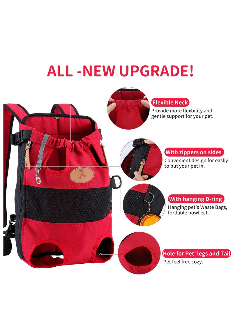 Pet Front Carrier Bag, Convenient Hands Free Adjustable Pet Dog/Cat Carrier Backpack Double Shoulder Bag for Walking Hiking Shopping Bike and Motorcycle