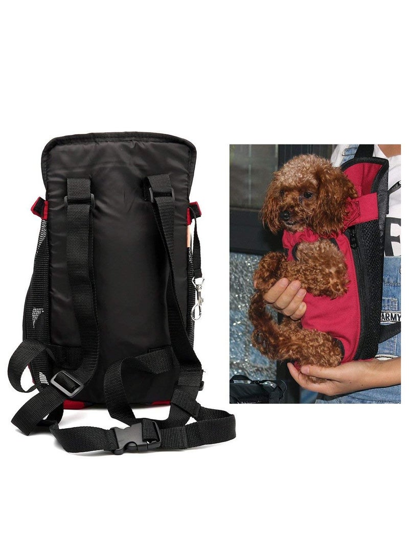 Pet Front Carrier Bag, Convenient Hands Free Adjustable Pet Dog/Cat Carrier Backpack Double Shoulder Bag for Walking Hiking Shopping Bike and Motorcycle