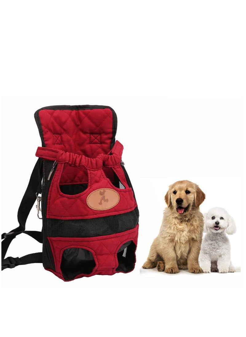 Pet Front Carrier Bag, Convenient Hands Free Adjustable Pet Dog/Cat Carrier Backpack Double Shoulder Bag for Walking Hiking Shopping Bike and Motorcycle