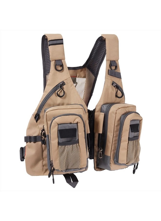Fly Fishing Vest with Pockets Adjustable Size for Men Women Bass Trout Fishing FV12