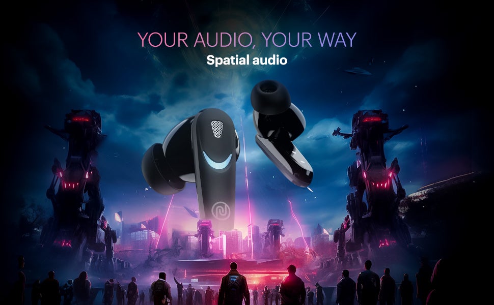 Newly Launched Buds Combat X In-Ear Truly Wireless Gaming Earbuds with 40ms Low Latency, 60H of Playtime, Spatial Audio, RGB Lights,Instacharge(10 min=180 min),10mm Driver,BT v5.3 Stealth Black