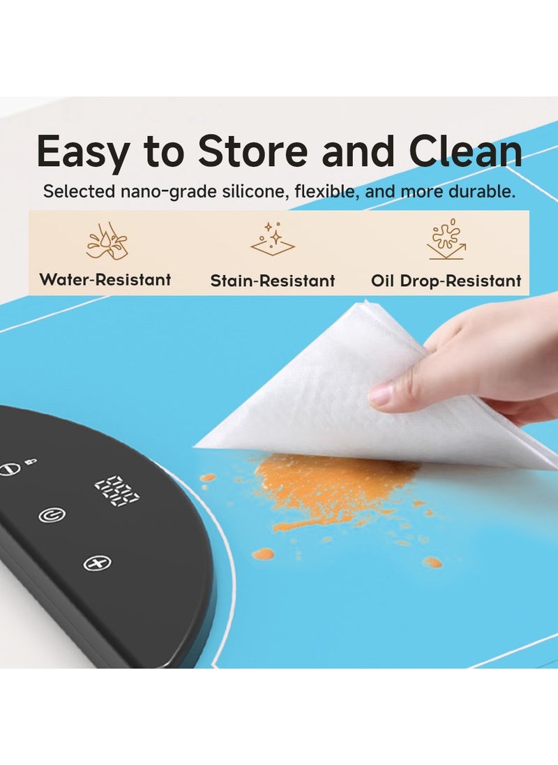 9 - Speed Control Nano - Silicone Food Warmer with Whole - Surface Heating - Versatile for Various Tableware, Easy to Clean & Store