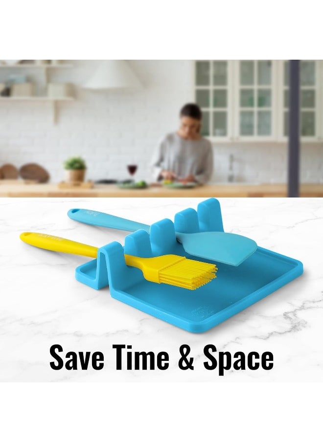 Zulay Kitchen Silicone Utensil Rest with Drip Pad for Multiple Utensils, Heat-Resistant, BPA-Free Spoon Rest & Spoon Holder for Stove Top, Utensil Holder for Spoons, Ladles, Tongs & More