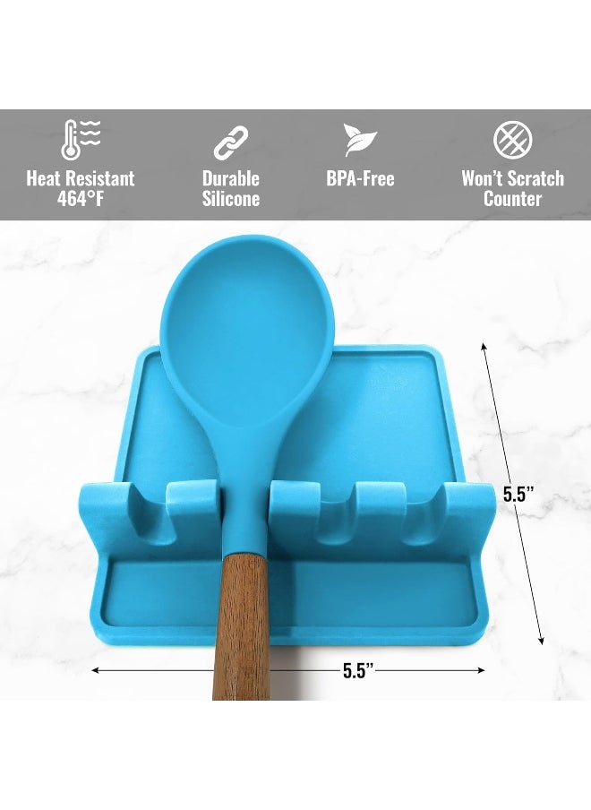 Zulay Kitchen Silicone Utensil Rest with Drip Pad for Multiple Utensils, Heat-Resistant, BPA-Free Spoon Rest & Spoon Holder for Stove Top, Utensil Holder for Spoons, Ladles, Tongs & More