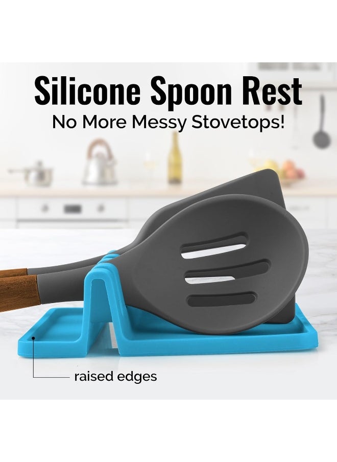 Zulay Kitchen Silicone Utensil Rest with Drip Pad for Multiple Utensils, Heat-Resistant, BPA-Free Spoon Rest & Spoon Holder for Stove Top, Utensil Holder for Spoons, Ladles, Tongs & More