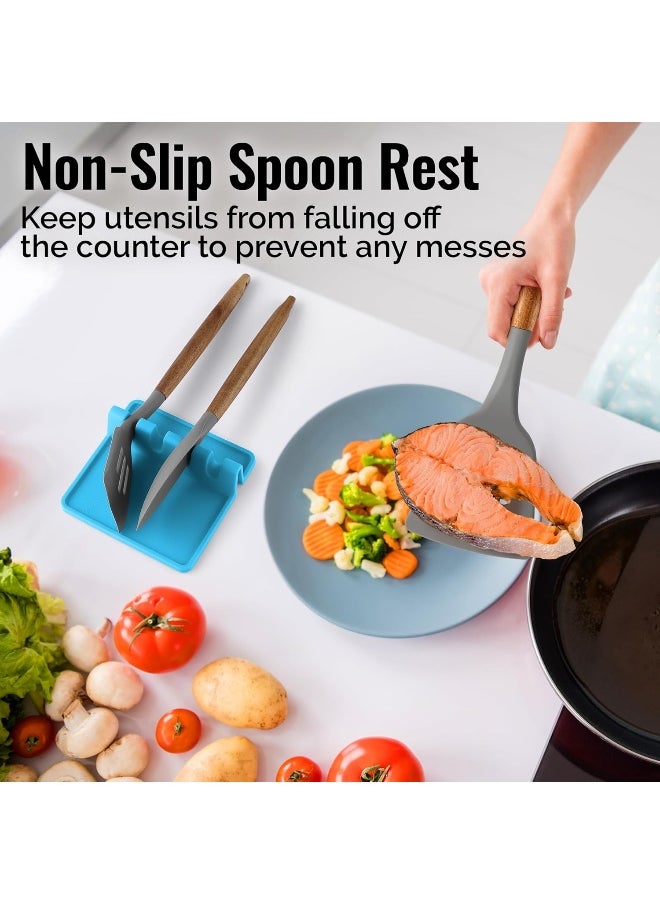 Zulay Kitchen Silicone Utensil Rest with Drip Pad for Multiple Utensils, Heat-Resistant, BPA-Free Spoon Rest & Spoon Holder for Stove Top, Utensil Holder for Spoons, Ladles, Tongs & More
