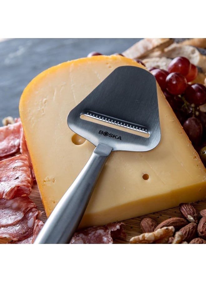 BOSKA Stainless Steel Cheese Slicer - Copenhagen For All Types of Cheese - Multi-Functional Cheese Slicer - Handheld Slicer - Silver Non-Stick - Dishwasher Safe - For Kitchen Cooking