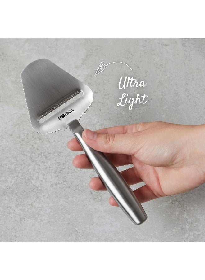 BOSKA Stainless Steel Cheese Slicer - Copenhagen For All Types of Cheese - Multi-Functional Cheese Slicer - Handheld Slicer - Silver Non-Stick - Dishwasher Safe - For Kitchen Cooking