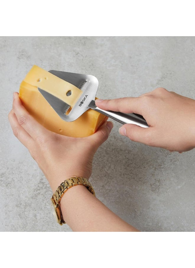 BOSKA Stainless Steel Cheese Slicer - Copenhagen For All Types of Cheese - Multi-Functional Cheese Slicer - Handheld Slicer - Silver Non-Stick - Dishwasher Safe - For Kitchen Cooking
