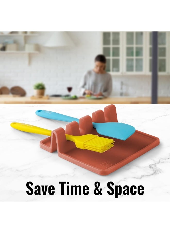Zulay Kitchen Silicone Utensil Rest with Drip Pad for Multiple Utensils