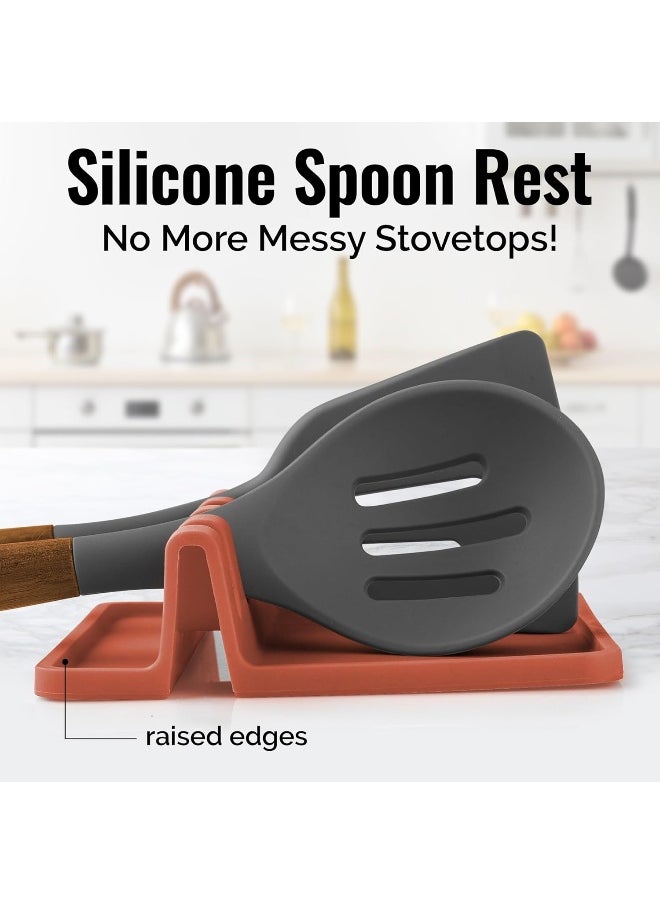Zulay Kitchen Silicone Utensil Rest with Drip Pad for Multiple Utensils