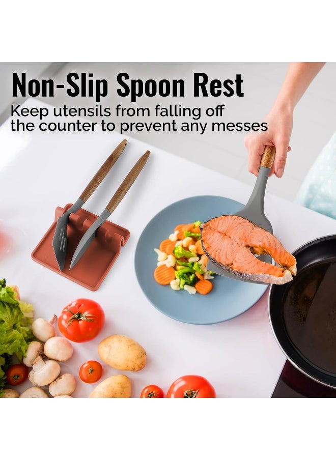 Zulay Kitchen Silicone Utensil Rest with Drip Pad for Multiple Utensils