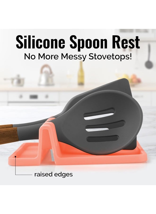 Zulay Kitchen Silicone Utensil Rest with Drip Pad for Multiple Utensils