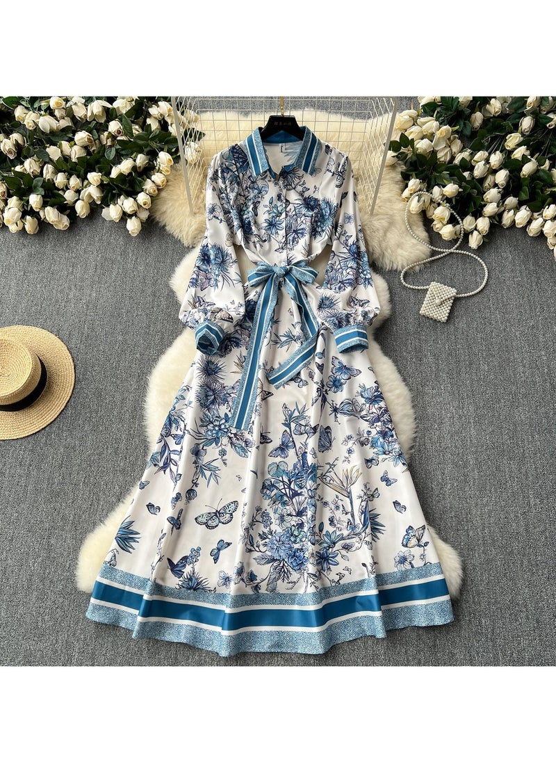 New Strap Waist Cinching Temperament Long Dress