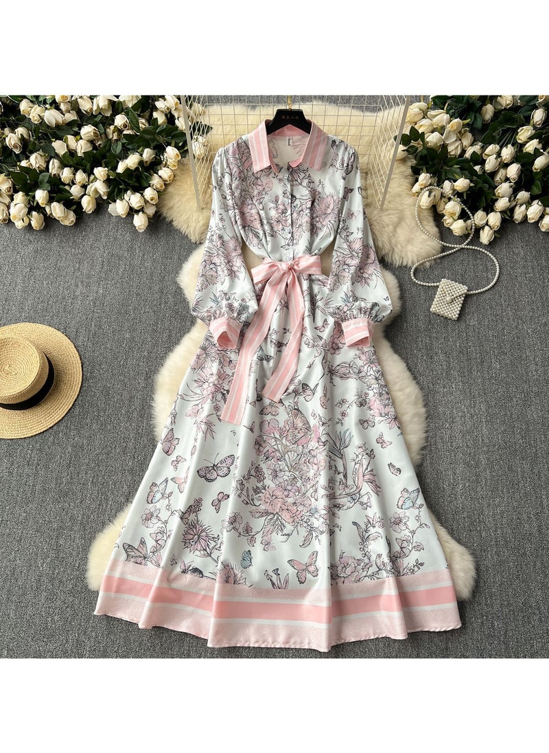 New Strap Waist Cinching Temperament Long Dress