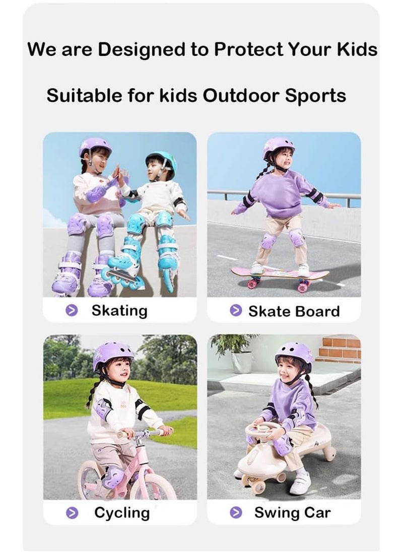 Kids Bike Helmet 7 in 1 for 3 to 8 Years Boys Girls Skateboard Helmet Adjustable with Knee and Elbow Pads Wrist Guard Roller Skates Cycling Skating Scooter