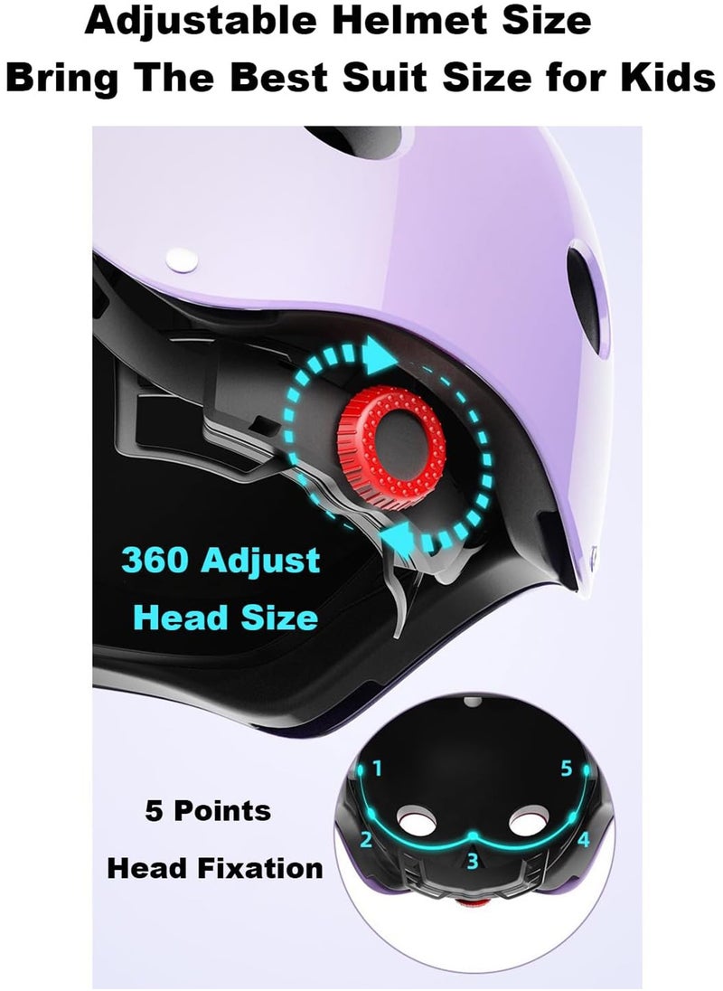 Kids Bike Helmet 7 in 1 for 3 to 8 Years Boys Girls Skateboard Helmet Adjustable with Knee and Elbow Pads Wrist Guard Roller Skates Cycling Skating Scooter