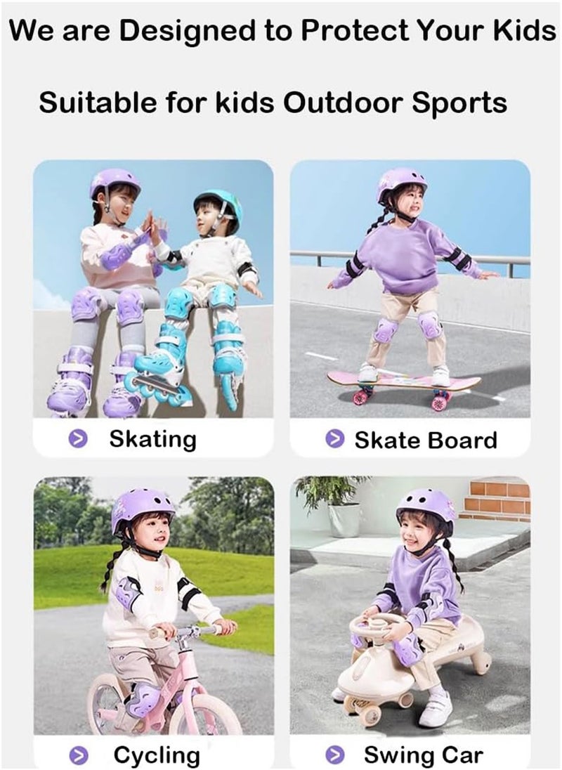 Kids Bike Helmet 7 in 1 for 3 to 8 Years Boys Girls Skateboard Helmet Adjustable with Knee and Elbow Pads Wrist Guard Roller Skates Cycling Skating Scooter
