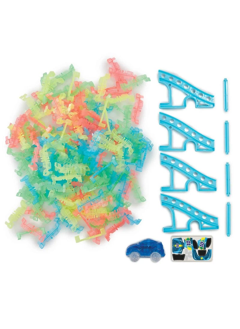 Addo Totally Tracks Glow Starter Race Track 160 Pieces Battery Operated | Glowing Racing Track | Car Adventures | Toy Play Vehicle | Build Your Own Racing Circuit | Gift  for Kids and Toddlers