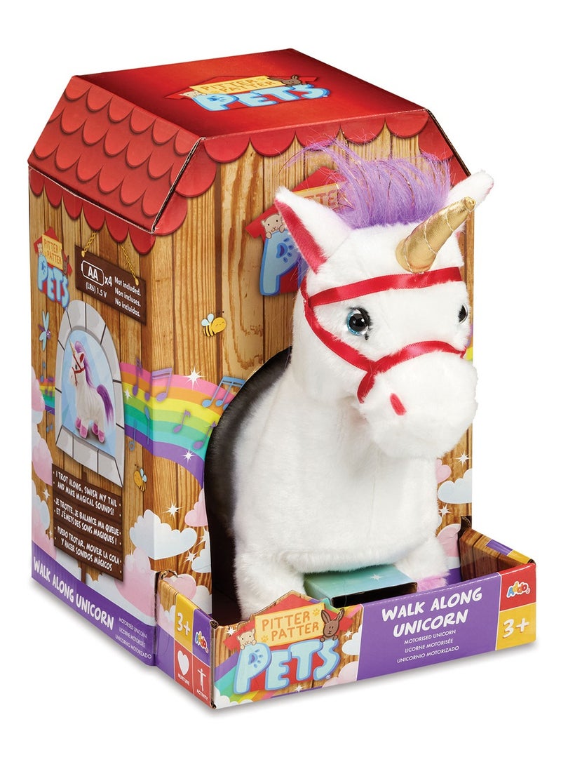 Addo Pitter Patter Pets Walk Along Unicorns Version 2, Battery Operated | Soft Toy | Interactive Plush Toy | Snuggling Plush Pet |Gift for Kids and Toddlers
