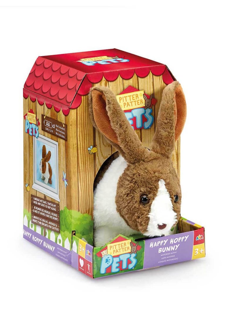 Addo Pitter Patter Happy Hoppy Bunny, Battery Operated | with Snuffling Rabbit Sound Effects!  | Soft Toy | Interactive Plush Toy | Snuggling Plush Pet |Gift for Kids and Toddlers