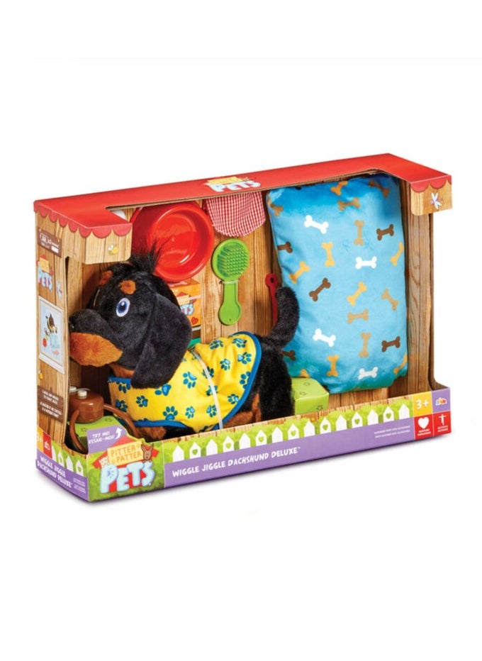 Addo Pitter Patter Wiggle Jiggle Dachshund Deluxe, Battery Operated | Soft Toy | Interactive Plush Toy | Snuggling Plush Pet |Gift for Kids and Toddlers