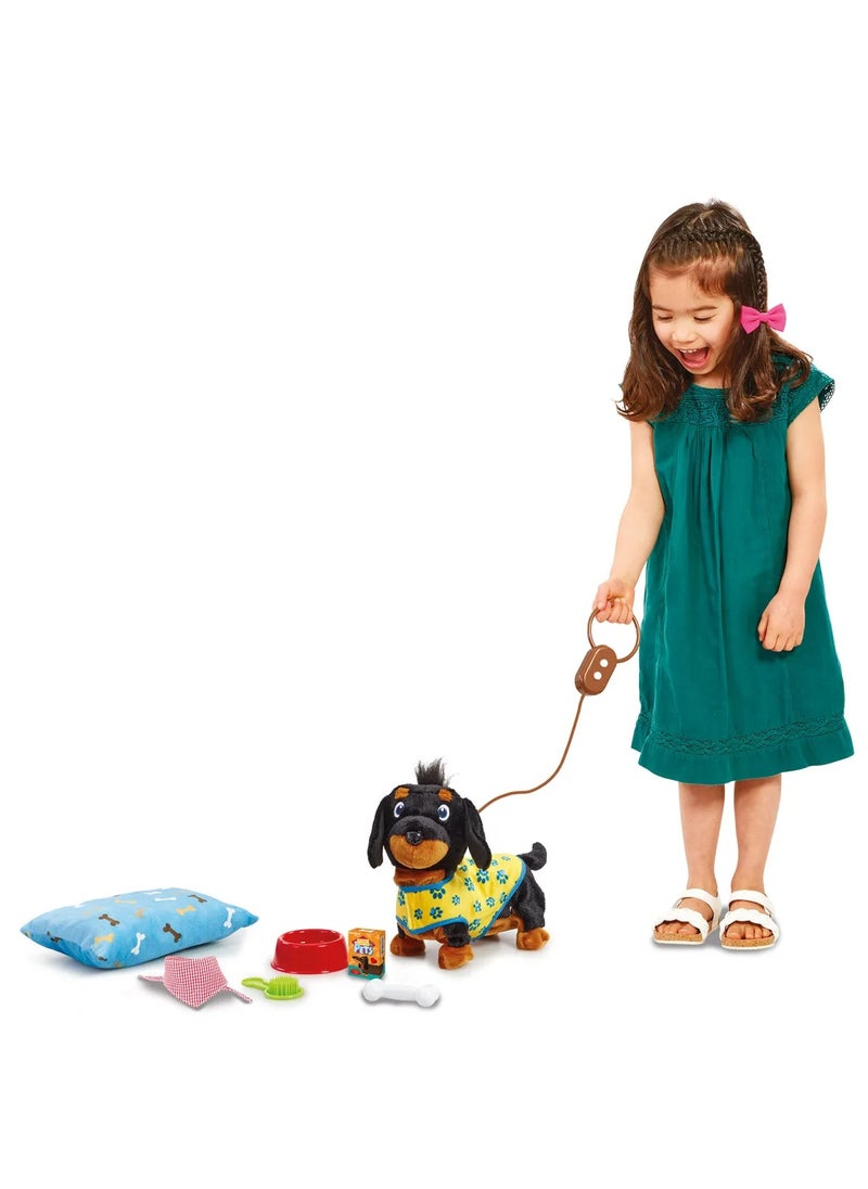 Addo Pitter Patter Wiggle Jiggle Dachshund Deluxe, Battery Operated | Soft Toy | Interactive Plush Toy | Snuggling Plush Pet |Gift for Kids and Toddlers