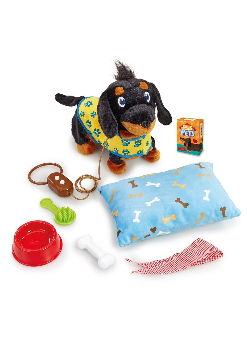 Addo Pitter Patter Wiggle Jiggle Dachshund Deluxe, Battery Operated | Soft Toy | Interactive Plush Toy | Snuggling Plush Pet |Gift for Kids and Toddlers