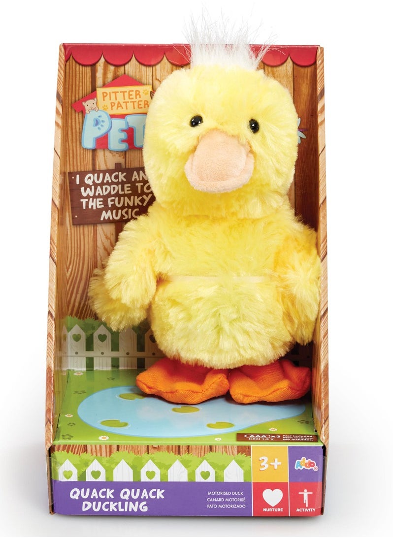Addo Pitter Patter Quak Quack Walk Along Duckling, Battery Operated | Dancing Duck | Soft Toy | Interactive Plush Toy | Snuggling Plush Pet |Gift for Kids and Toddlers