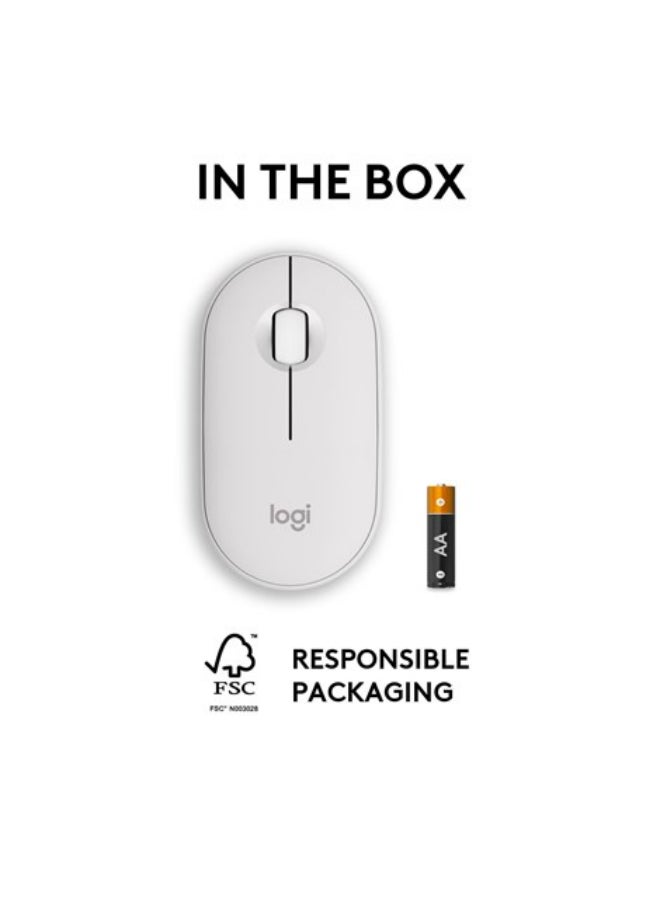 Pebble 2 M350s Wireless Mouse Bluetooth Wireless Up to 4000 DPI White White
