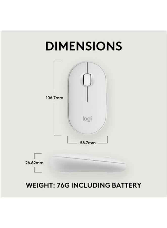 Pebble 2 M350s Wireless Mouse Bluetooth Wireless Up to 4000 DPI White White