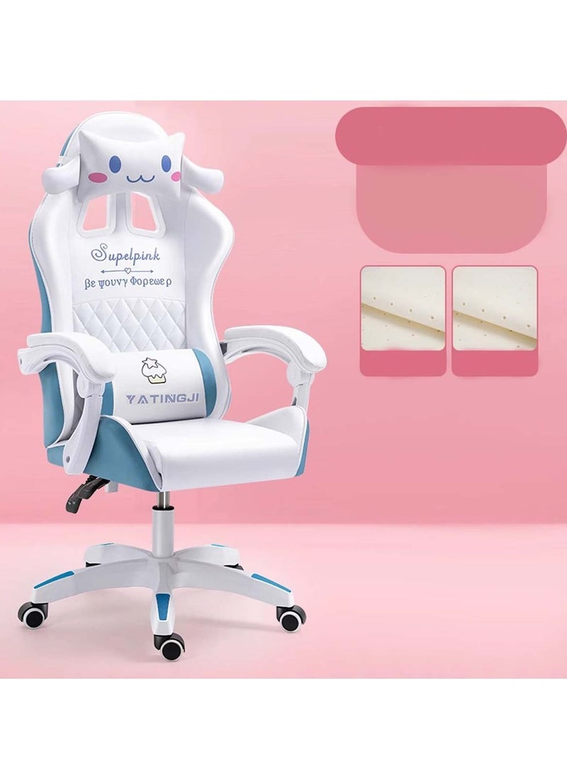 White & Blue Cartoon Gaming Chair Ergonomic Comfort for Study & Gaming