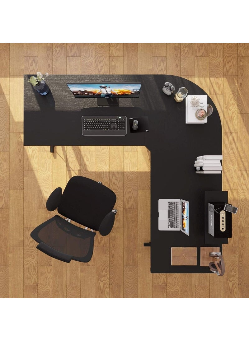 L-Shaped Corner Office Computer Table - Modern Black Design