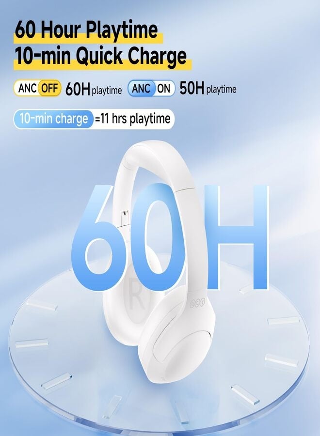 H3 LITE Active Noise Cancelling Headphones, Over-ear Bluetooth Headsets with Ambient Mode, 60H Playtime, Clear Calls, Mutipoint Wired and Wireless Connection - White