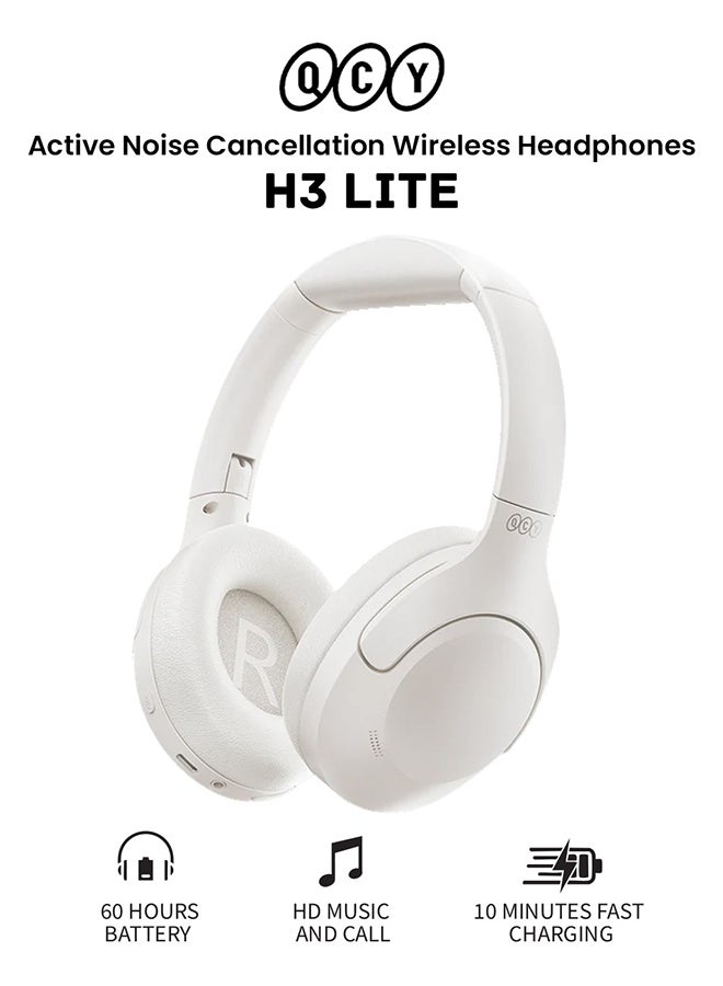 H3 LITE Active Noise Cancelling Headphones, Over-ear Bluetooth Headsets with Ambient Mode, 60H Playtime, Clear Calls, Mutipoint Wired and Wireless Connection - White